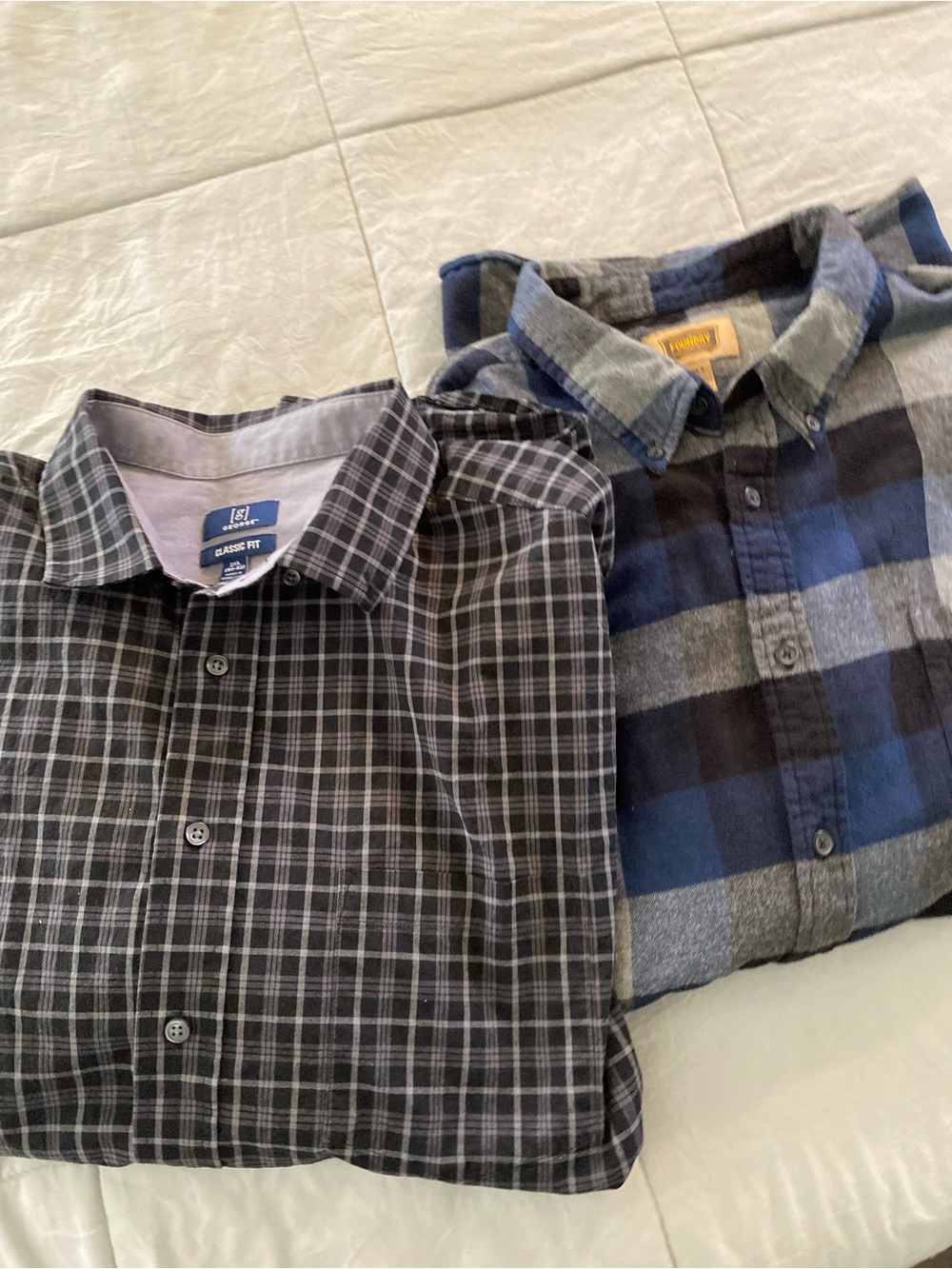2 pieces The Foundry Supply Co. and George  Plaid Button-Down Shirt